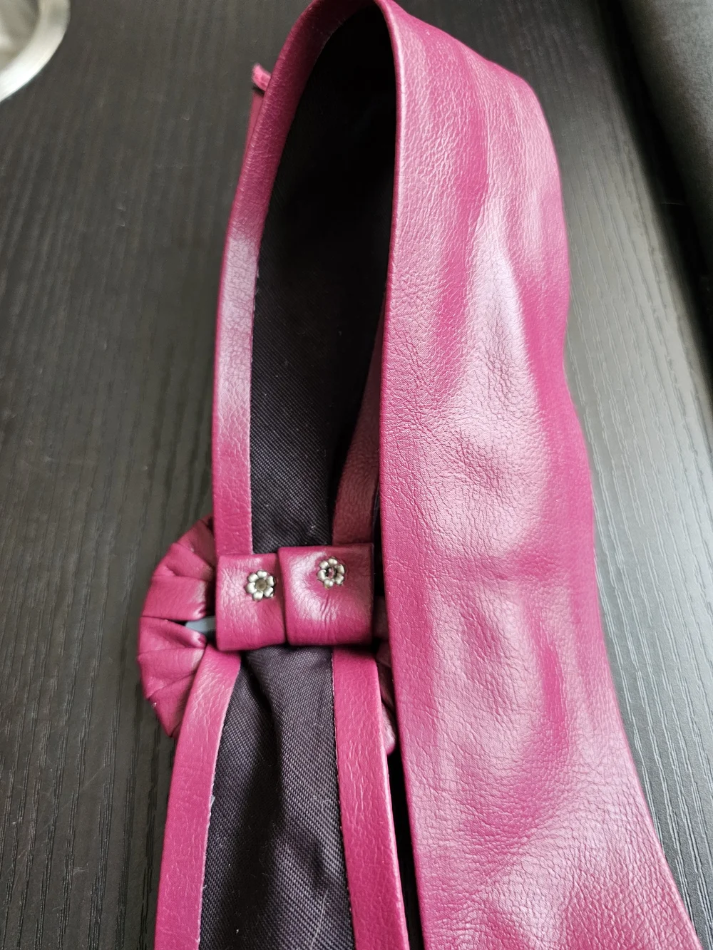 Vintage 80s Genuine Leather Wide Waist Belt | Leather Wrapped Circle